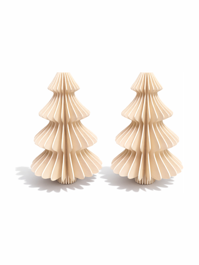 Simiu - Julhänge - 9 cm - Granträd - Beige - 2-pack