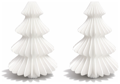 Simiu - Julhänge - 9 cm - Granträd - Silkesvit - 2-pack