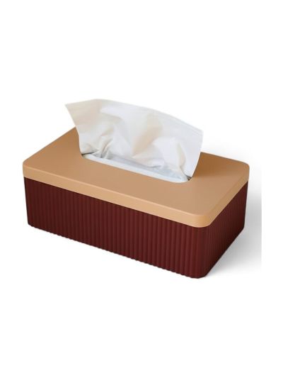 Simiu - TISSIVA - Pappersdispenser - Fyrkantig - Bordeaux röd/beige - 25 x 14cm