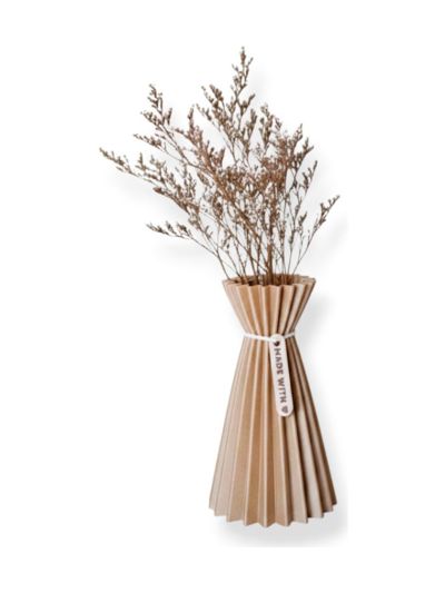Simiu - SLOZENA - Plisserad vas - 20 cm - Träeffekt - Sand
