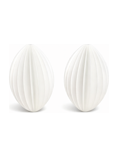 Simiu - Julhänge - 6 cm - Oval - Silkesvit - 2-pack