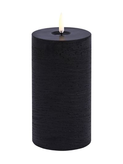 Uyuni - LED-blockljus med smält look - Forest Black - Rustic - 7,8x15 cm